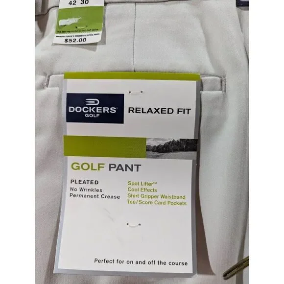 Dockers Men's Gray Solid Relaxed Fit Stone Golf Pants Size 42 x 30 NWT - Picture 7 of 8
